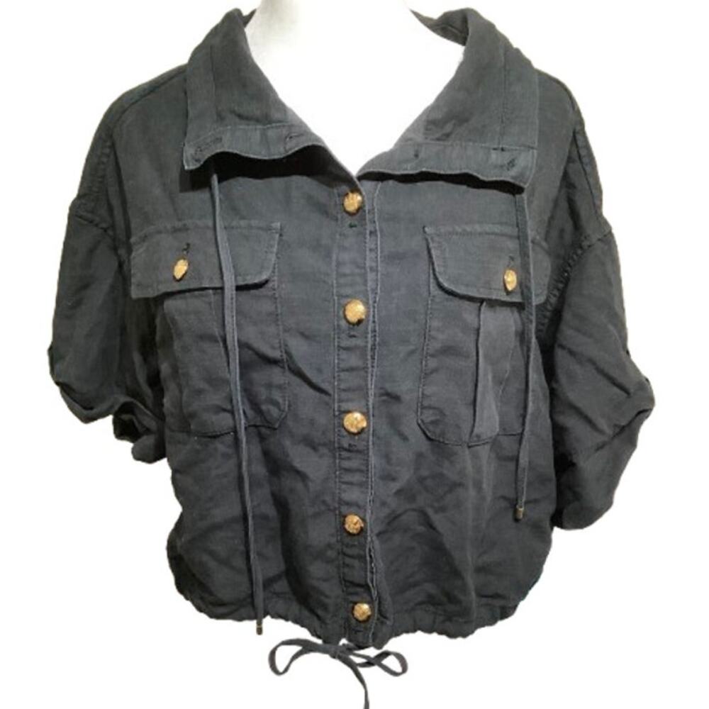 Lauren Ralph Lauren Black Blouse with Gold Buttons